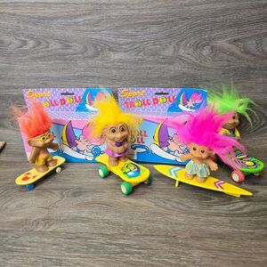 Vintage Sport Troll Doll Lot of 6 2 New 4 Used Skateboard Surf Sail Collectibles
